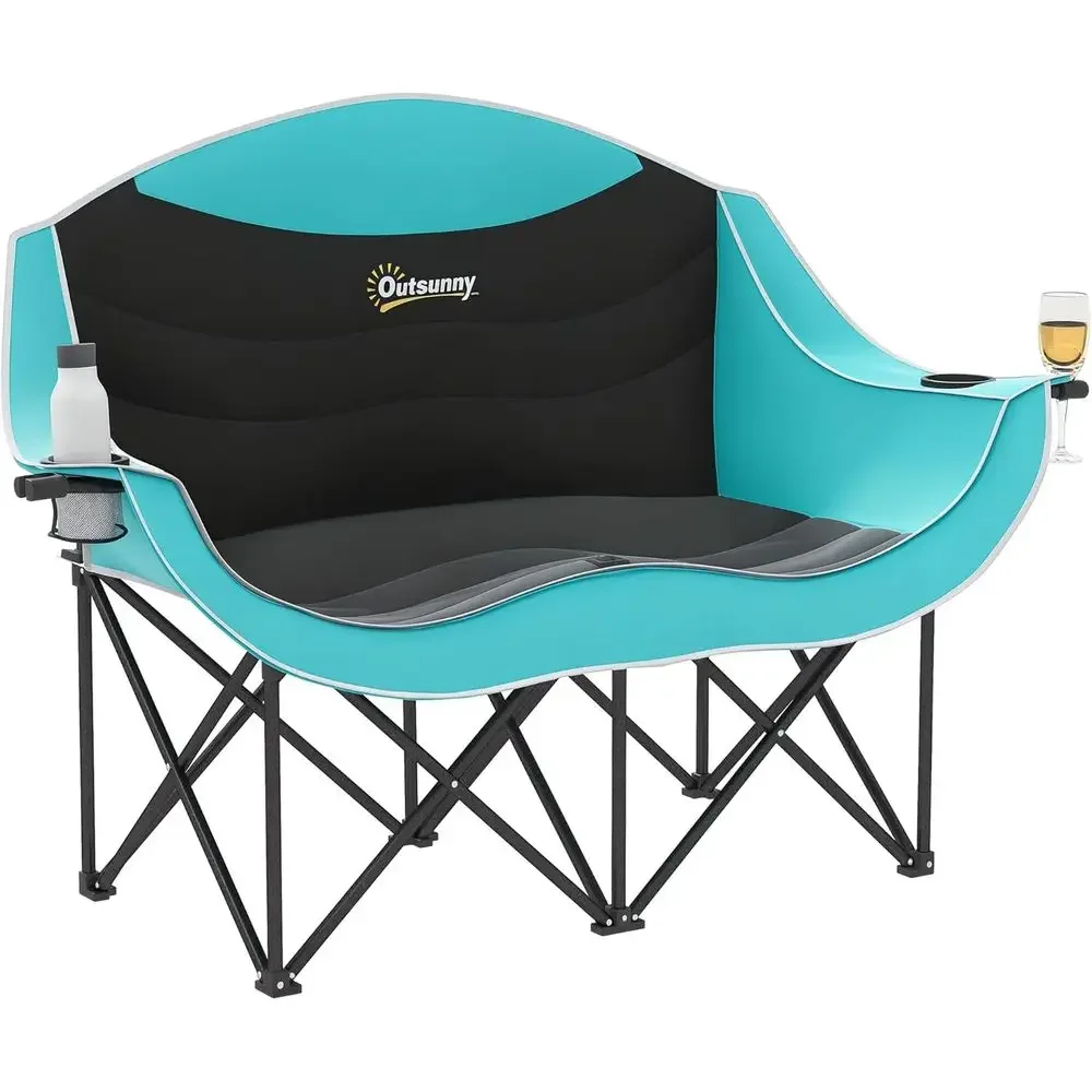Two-Person Padded Folding Camp Chair with Armrests, Wine Glass and Cup Holders, Carry Bag, Supports 552 lbs, Ideal for Outdoor S
Two-Person Padded Folding Camp Chair with Armrests, Wine Glass and Cup Holders, Carry Bag, Supports 552 lbs, Ideal for Outdoor S
