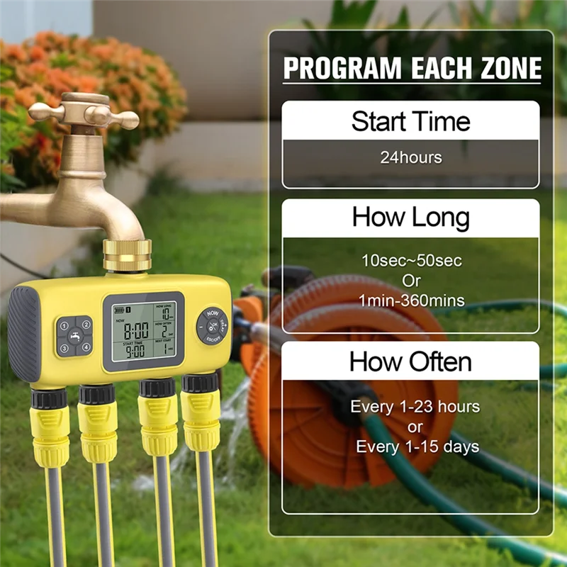 【Limited-Stock!】4-Zone Garden Water Timer Programmable Drip Irrigation Controller Imperial Threaded Tnterface Rain Delay Timed W
【Limited-Stock!】4-Zone Garden Water Timer Programmable Drip Irrigation Controller Imperial Threaded Tnterface Rain Delay Timed W