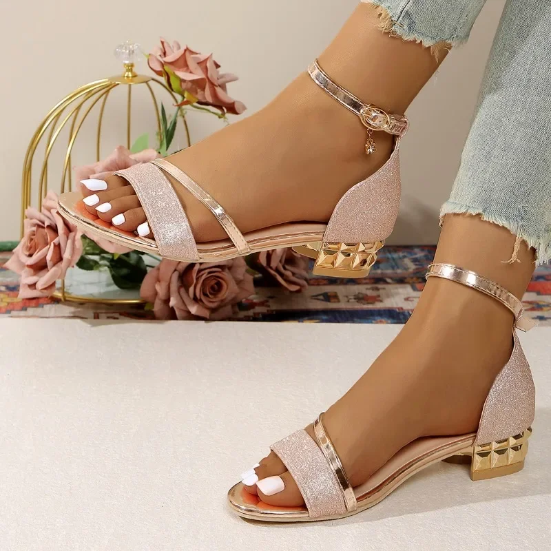 2025 Summer Plus Size Women's Modern Cover Heel Sandals Fashion Ankle Buckle Strap Shoes Bling Crystal Low Heel Dress Sandals
2025 Summer Plus Size Women's Modern Cover Heel Sandals Fashion Ankle Buckle Strap Shoes Bling Crystal Low Heel Dress Sandals
