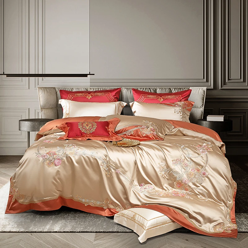 Luxury Flowers Embroidery Sateen Brocade Egyptian Cotton Bedding Set Queen King Size Duvet Cover Bed Sheet Pillowcases 4/6/9Pcs
Luxury Flowers Embroidery Sateen Brocade Egyptian Cotton Bedding Set Queen King Size Duvet Cover Bed Sheet Pillowcases 4/6/9Pcs