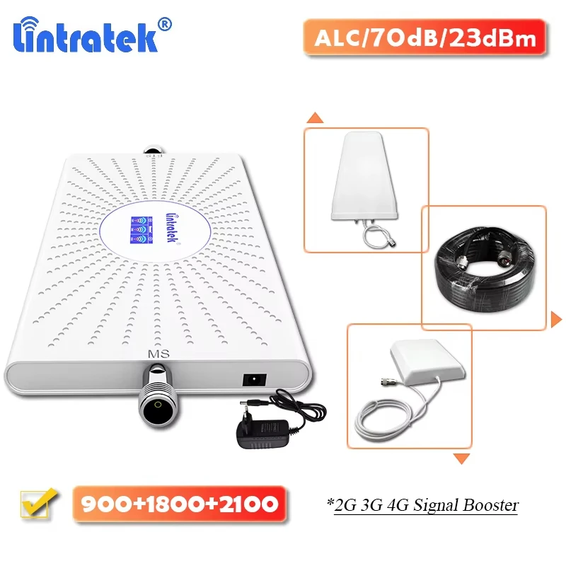Lintratek 70dB ALC TriBand 2G 3G 4G Signal Repeater GSM 900 DCS LTE 1800 WCDMA 2100 Cellular Amplifier Booster Set Panel Antenna
Lintratek 70dB ALC TriBand 2G 3G 4G Signal Repeater GSM 900 DCS LTE 1800 WCDMA 2100 Cellular Amplifier Booster Set Panel Antenna