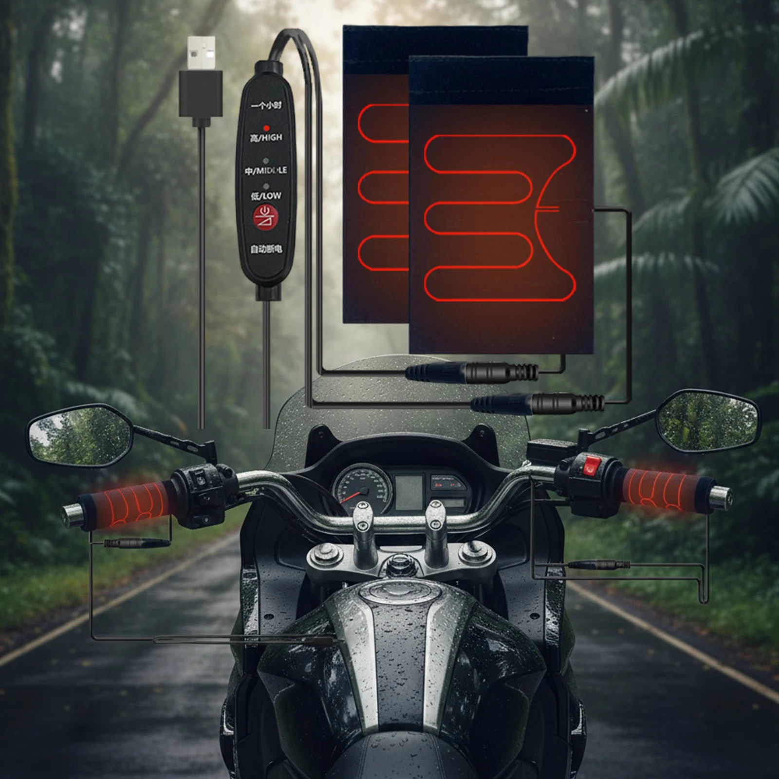 5V Handlebar Heater 3 Modes Electric Motorized Heated Grip Auto-Off Grip Thermal Sleeve for Winter Cycling Protection Gear
5V Handlebar Heater 3 Modes Electric Motorized Heated Grip Auto-Off Grip Thermal Sleeve for Winter Cycling Protection Gear