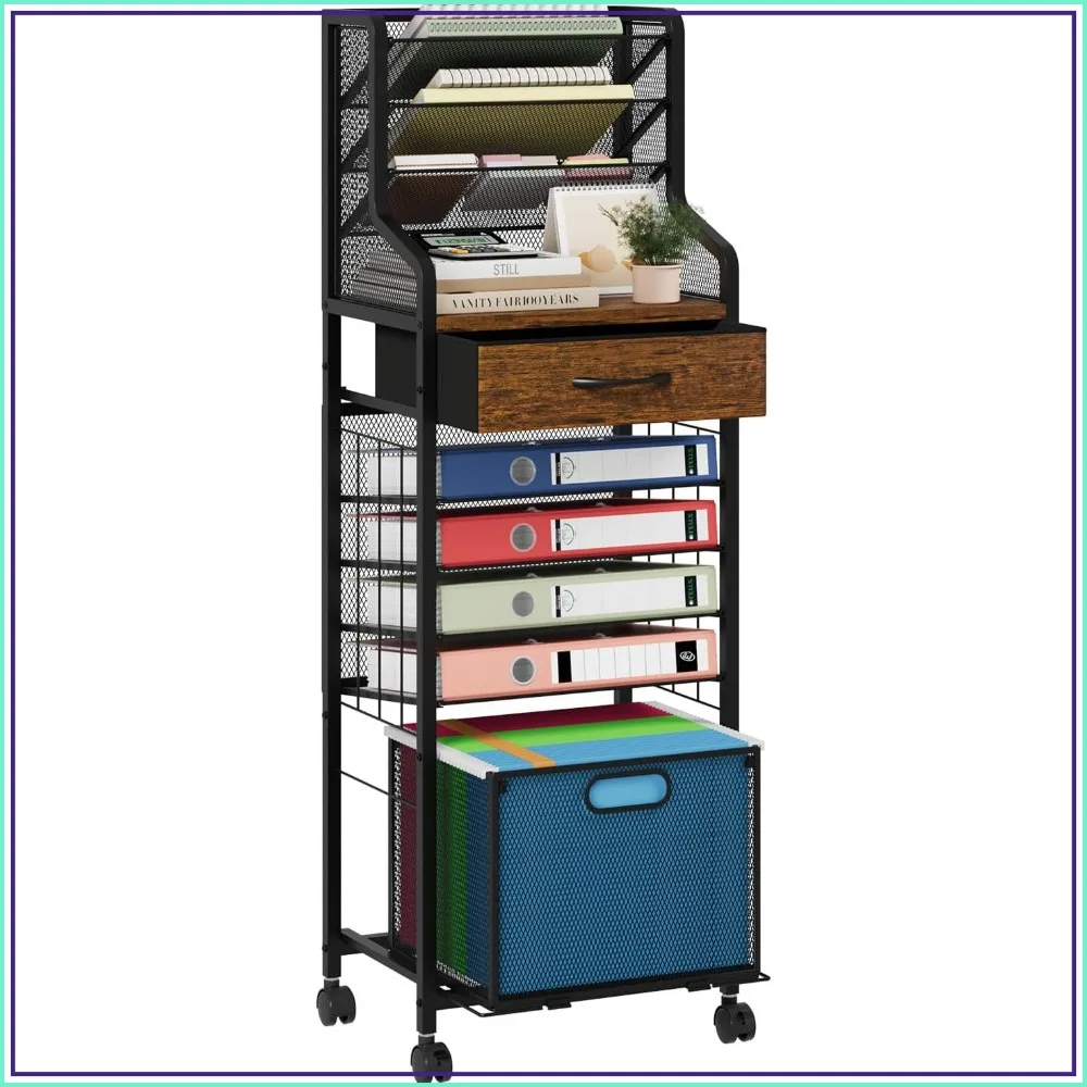 10-Tier Rolling File Cart - Mesh Paper Organizer with Drawer & Hanging File Folders on Lockable Wheels, Rolling File Cabinet for Office, Home, Studio, School, Espresso
10-Tier Rolling File Cart - Mesh Paper Organizer with Drawer & Hanging File Folders on Lockable Wheels, Rolling File Cabinet for Office, Home, Studio, School, Espresso