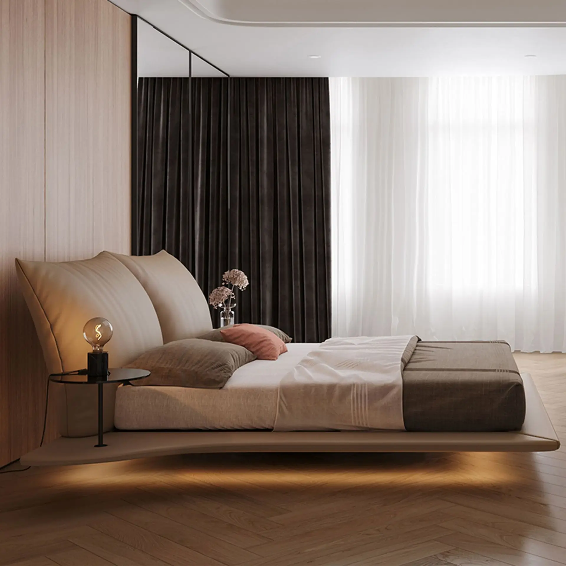 Minimal petal suspension bed large flat French wind master bed
Minimal petal suspension bed large flat French wind master bed