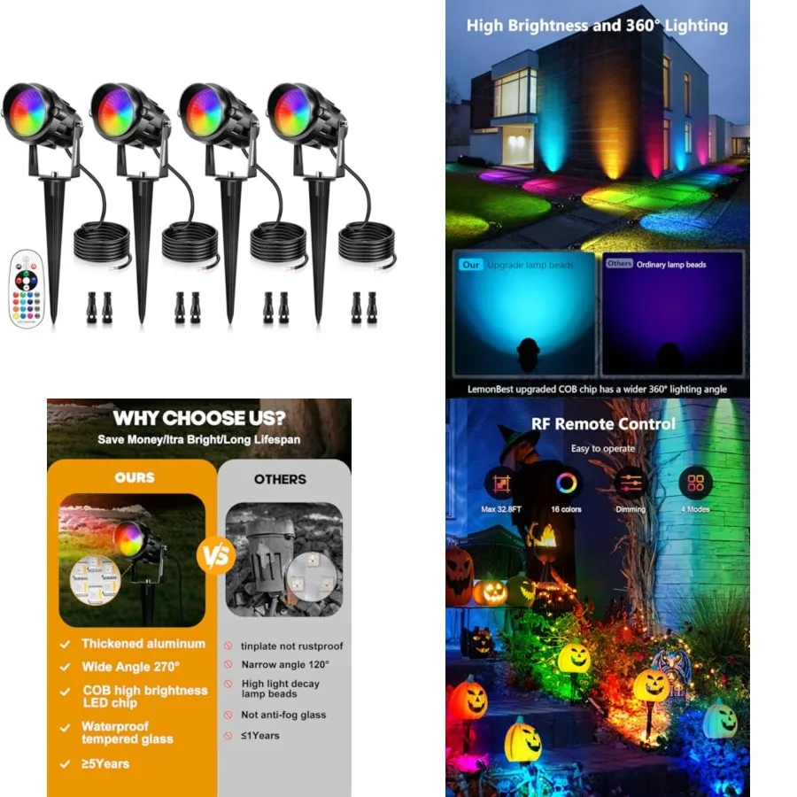 12W RGBW Color Changing Landscape Lights - Low Voltage LED Landscape Lighting, Remote Control Spotlight Outdoor Waterproof Gard
12W RGBW Color Changing Landscape Lights - Low Voltage LED Landscape Lighting, Remote Control Spotlight Outdoor Waterproof Gard
