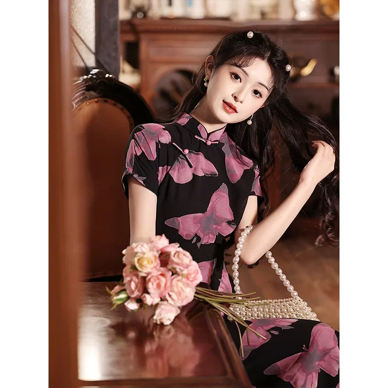 Yourqipao Cheongsam Chinese Style Beautiful Butterfly Pattern Daily Improved Young Girls Evening Dress Qipao Hanfu for Women
Yourqipao Cheongsam Chinese Style Beautiful Butterfly Pattern Daily Improved Young Girls Evening Dress Qipao Hanfu for Women
