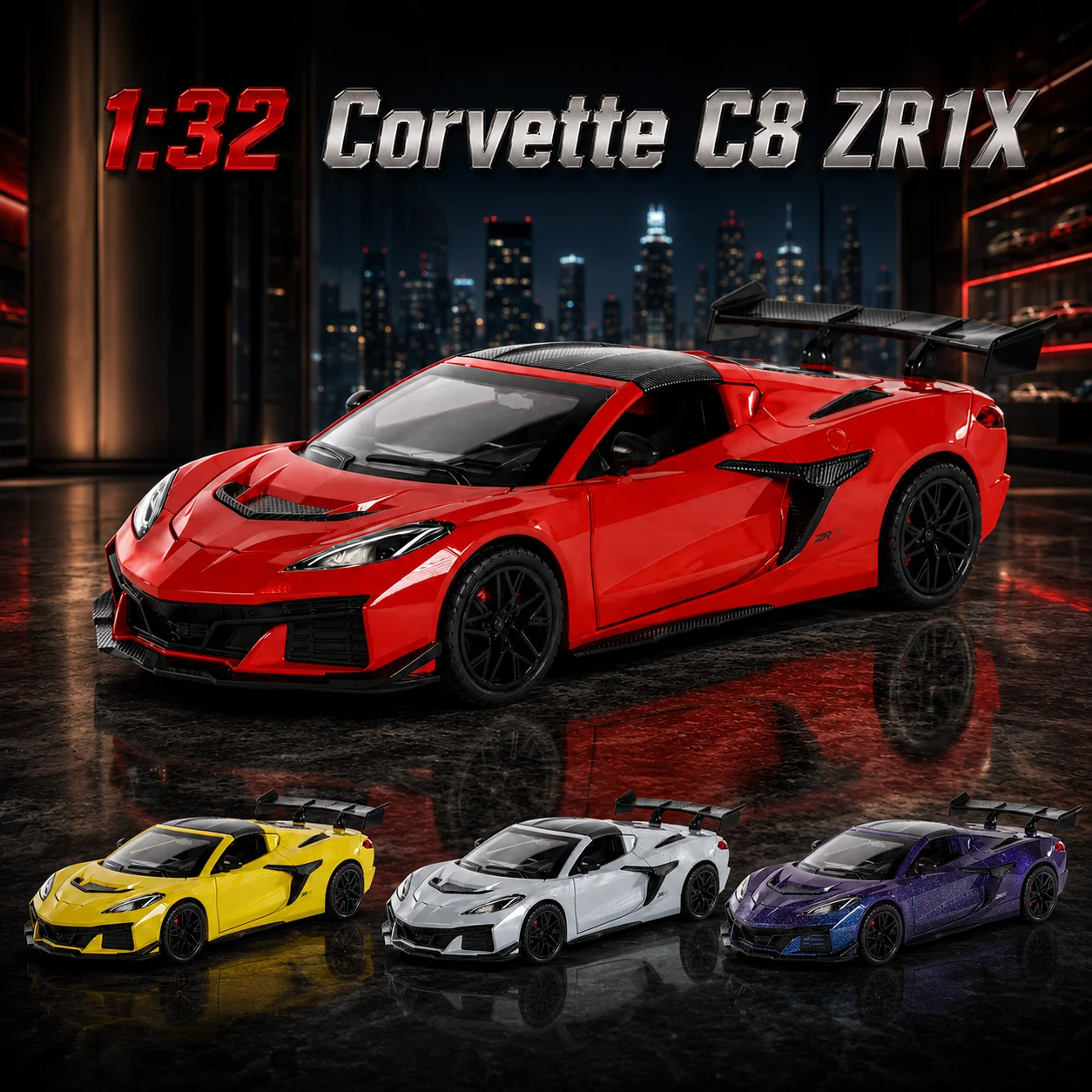 1/32 Corvette C8 ZR1X Super Sport Racing Car Toy Diecast Miniature Model Pull Back Sound & Light Collection Gift For Boyfriend
1/32 Corvette C8 ZR1X Super Sport Racing Car Toy Diecast Miniature Model Pull Back Sound & Light Collection Gift For Boyfriend