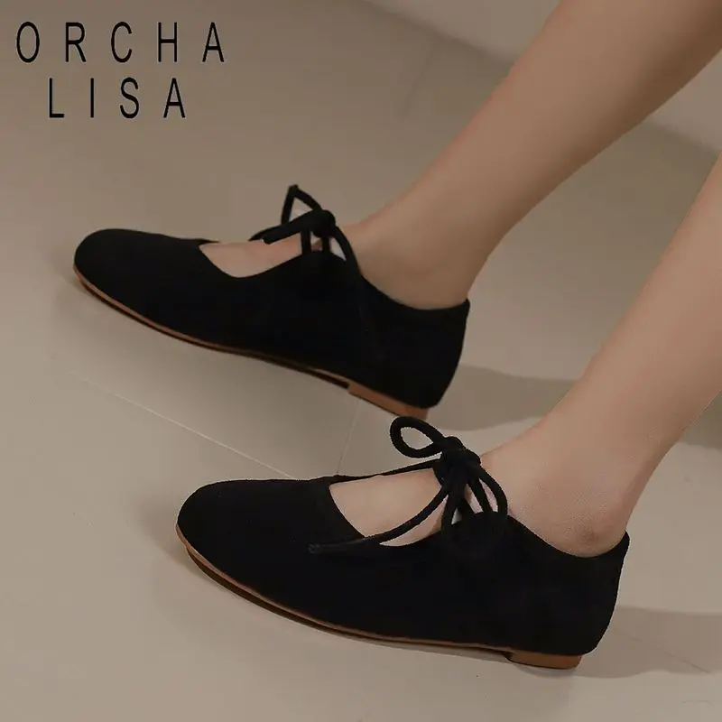 ORCHA LISA Женские туфли-балетки из замши с круглым носком, на шнуровке, мягкие и удобные, большие размеры 43-48, ручная работа
ORCHA LISA Женские туфли-балетки из замши с круглым носком, на шнуровке, мягкие и удобные, большие размеры 43-48, ручная работа