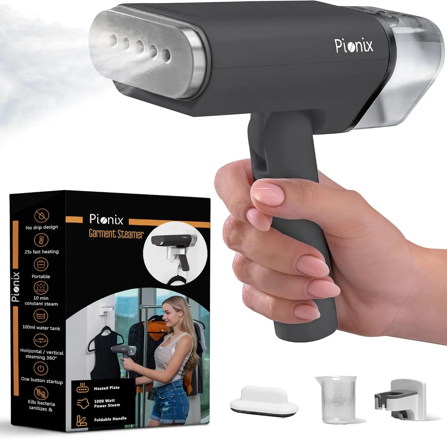 Foldable Handheld Garment Steamer, 2-in-1 Horizontal & Vertical Fabric Steamer, Portable for Home & Travel - Black
Foldable Handheld Garment Steamer, 2-in-1 Horizontal & Vertical Fabric Steamer, Portable for Home & Travel - Black