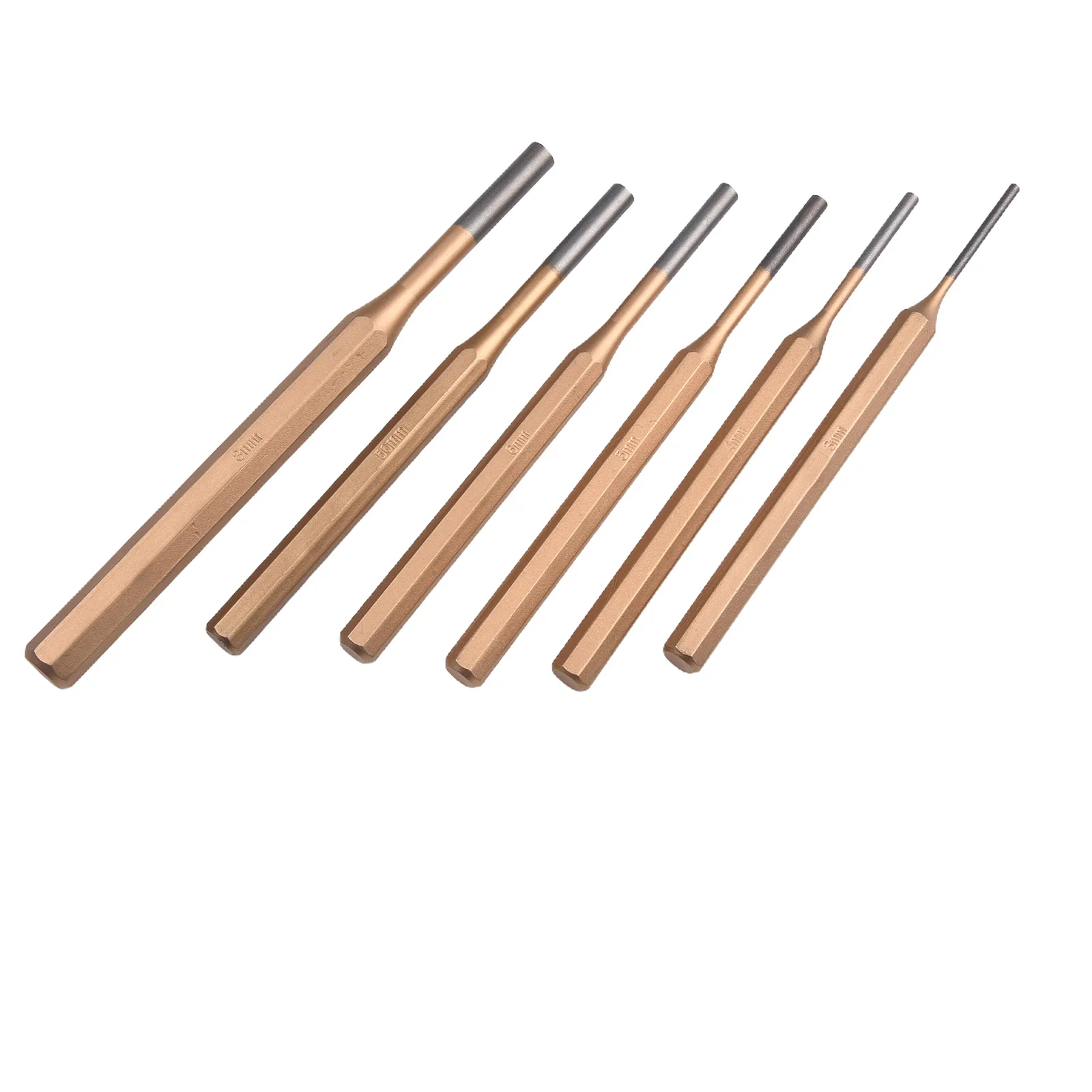 6PCS Cylindrical Punch Chisel 3-8mm High Hardness CR-MN Steel Round Head Center Punch Chisel With Good Knock Resistance
6PCS Cylindrical Punch Chisel 3-8mm High Hardness CR-MN Steel Round Head Center Punch Chisel With Good Knock Resistance