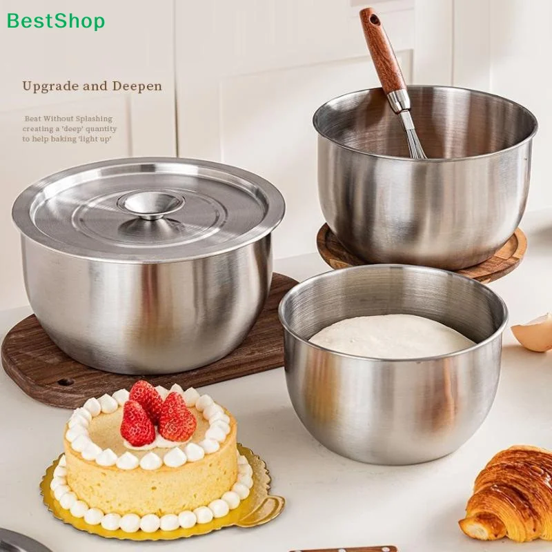 ♪Deepened Stainless Steel Mixing Bowls with Lids, Non-Slip Metal Bowls for Baking,Cooking, Dough Proofing,Food Storage
♪Deepened Stainless Steel Mixing Bowls with Lids, Non-Slip Metal Bowls for Baking,Cooking, Dough Proofing,Food Storage