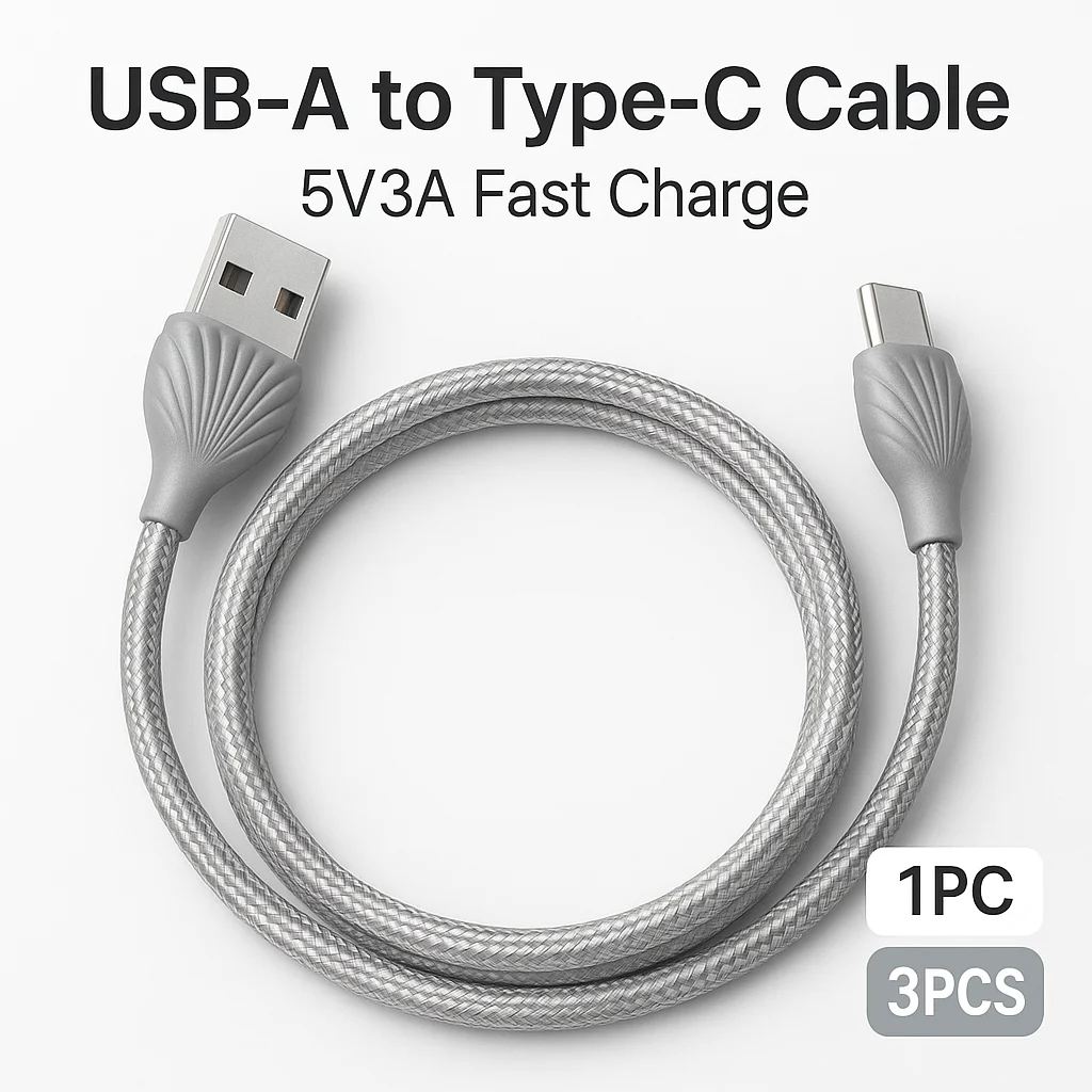 USB-A to USB-C Cable 1m, 5V/3A Fast Charging, Silver Braided Data Cord with Shell Design Connectors, Durable for Phone Tablet La
USB-A to USB-C Cable 1m, 5V/3A Fast Charging, Silver Braided Data Cord with Shell Design Connectors, Durable for Phone Tablet La