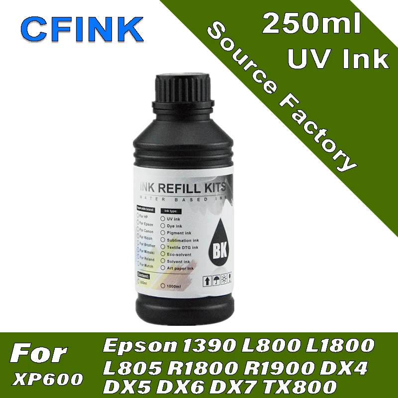 250ml LED UV Hard Ink For DX4 DX5 DX6 DX7 DX10 XP600 Printhead For Epson 1390 L800 L1800 L805 R1800 R1900 UV Modified Printer
250ml LED UV Hard Ink For DX4 DX5 DX6 DX7 DX10 XP600 Printhead For Epson 1390 L800 L1800 L805 R1800 R1900 UV Modified Printer