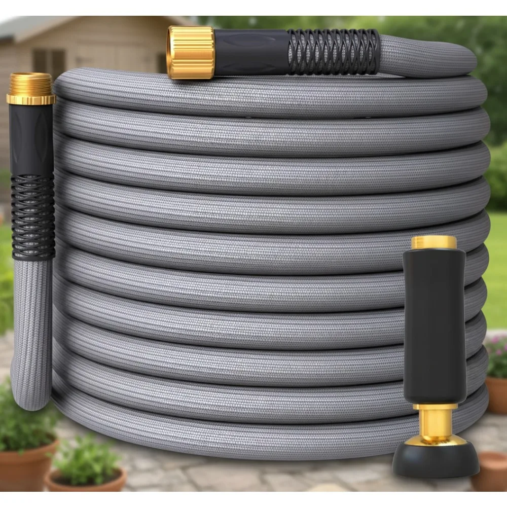 Flexible Lightweight Kink-Free Garden Hose with Brass Connectors & Jet Nozzle - 50FT Durable Water Hose for Gardening & Cleaning
Flexible Lightweight Kink-Free Garden Hose with Brass Connectors & Jet Nozzle - 50FT Durable Water Hose for Gardening & Cleaning