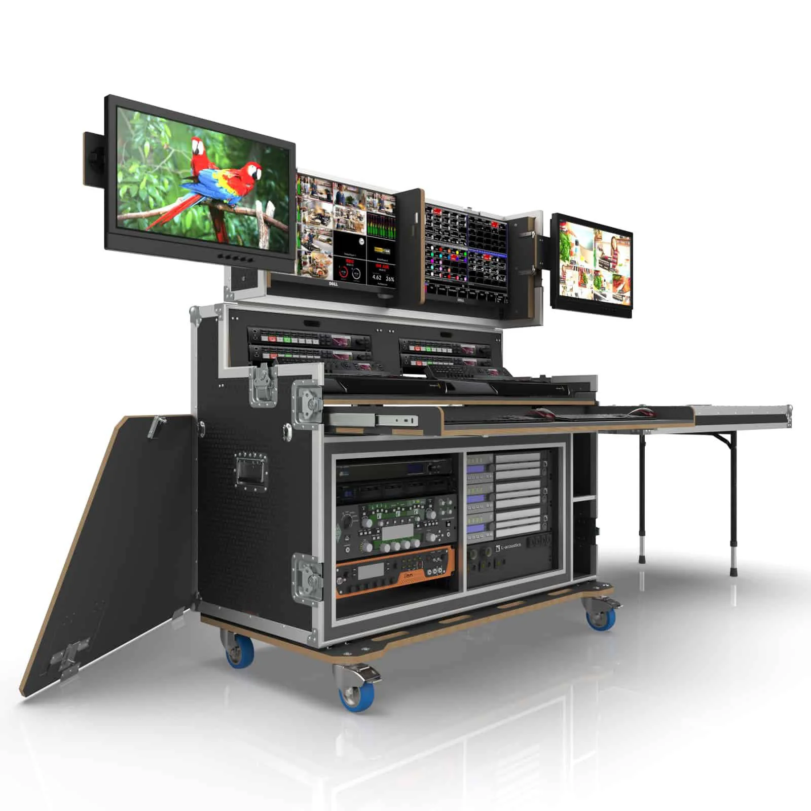 Customized Live Streaming Workstation Flight Case: Fits Seamless Broadcast Video Mixer Switcher, 4-Screen Display
Customized Live Streaming Workstation Flight Case: Fits Seamless Broadcast Video Mixer Switcher, 4-Screen Display