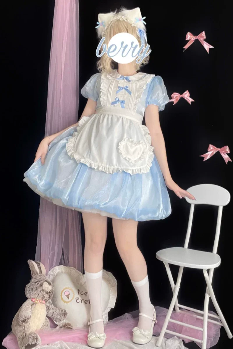 Original Japanese Harajuku Punk Bow Stitching Hot Girl Fashion Lolita Temperament Kawaii Sweet Blue Dress New
Original Japanese Harajuku Punk Bow Stitching Hot Girl Fashion Lolita Temperament Kawaii Sweet Blue Dress New