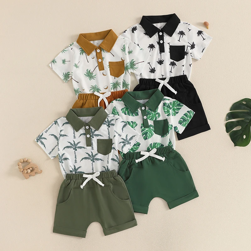 Lioraitiin Toddler Baby Boy Summer Outfits Coconut Tree Pattern Button Turn Down Collar Short Sleeve Shirt with Shorts 2Pcs Set
Lioraitiin Toddler Baby Boy Summer Outfits Coconut Tree Pattern Button Turn Down Collar Short Sleeve Shirt with Shorts 2Pcs Set