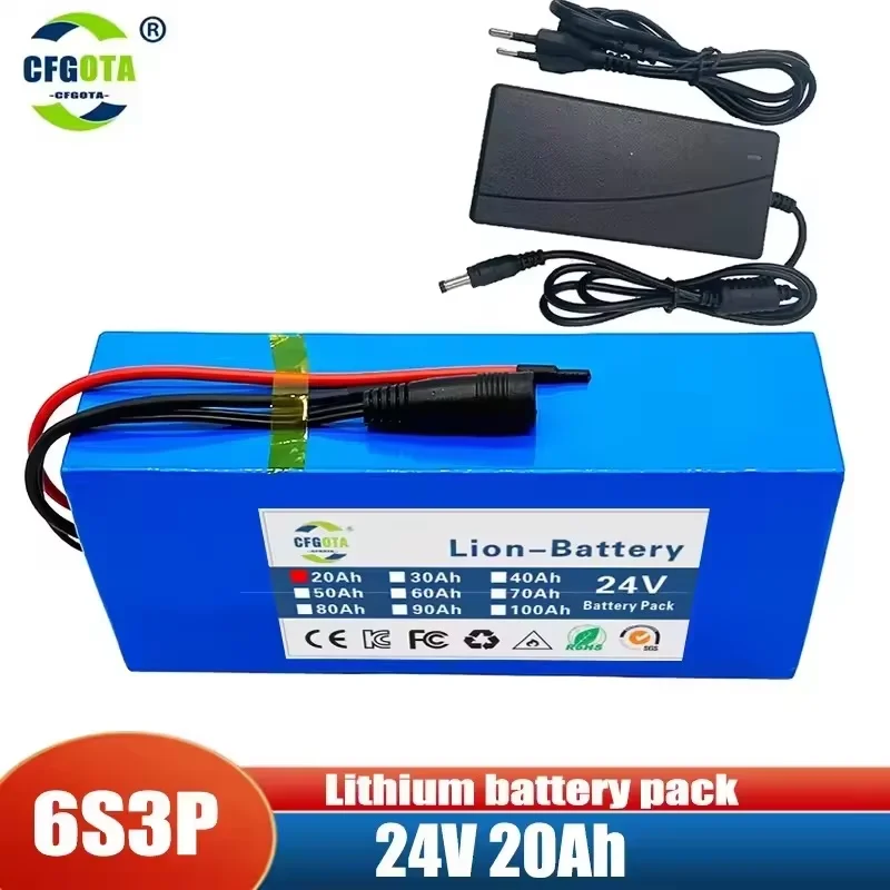Battery Lithium pack 6s3p 24V 20Ah 30Ah 50Ah 18650 25.2v 20000/30000mAh Batterie Lithium-ion Avec Charger
Battery Lithium pack 6s3p 24V 20Ah 30Ah 50Ah 18650 25.2v 20000/30000mAh Batterie Lithium-ion Avec Charger