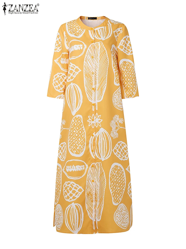 ZANZEA, женские осенние платья макси 2022, праздничные халаты с круглым вырезом и рукавами 3/4, на пуговицах, женские повседневные свободные платья с фруктовым принтом, Vestidos
ZANZEA, женские осенние платья макси 2022, праздничные халаты с круглым вырезом и рукавами 3/4, на пуговицах, женские повседневные свободные платья с фруктовым принтом, Vestidos