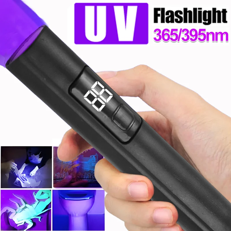 USB Ultraviolet Flashlight 365/395nm Intelligent Digital Display Black Flashlights Portable Anti-Fake Fluorescent Detection Lamp
USB Ultraviolet Flashlight 365/395nm Intelligent Digital Display Black Flashlights Portable Anti-Fake Fluorescent Detection Lamp