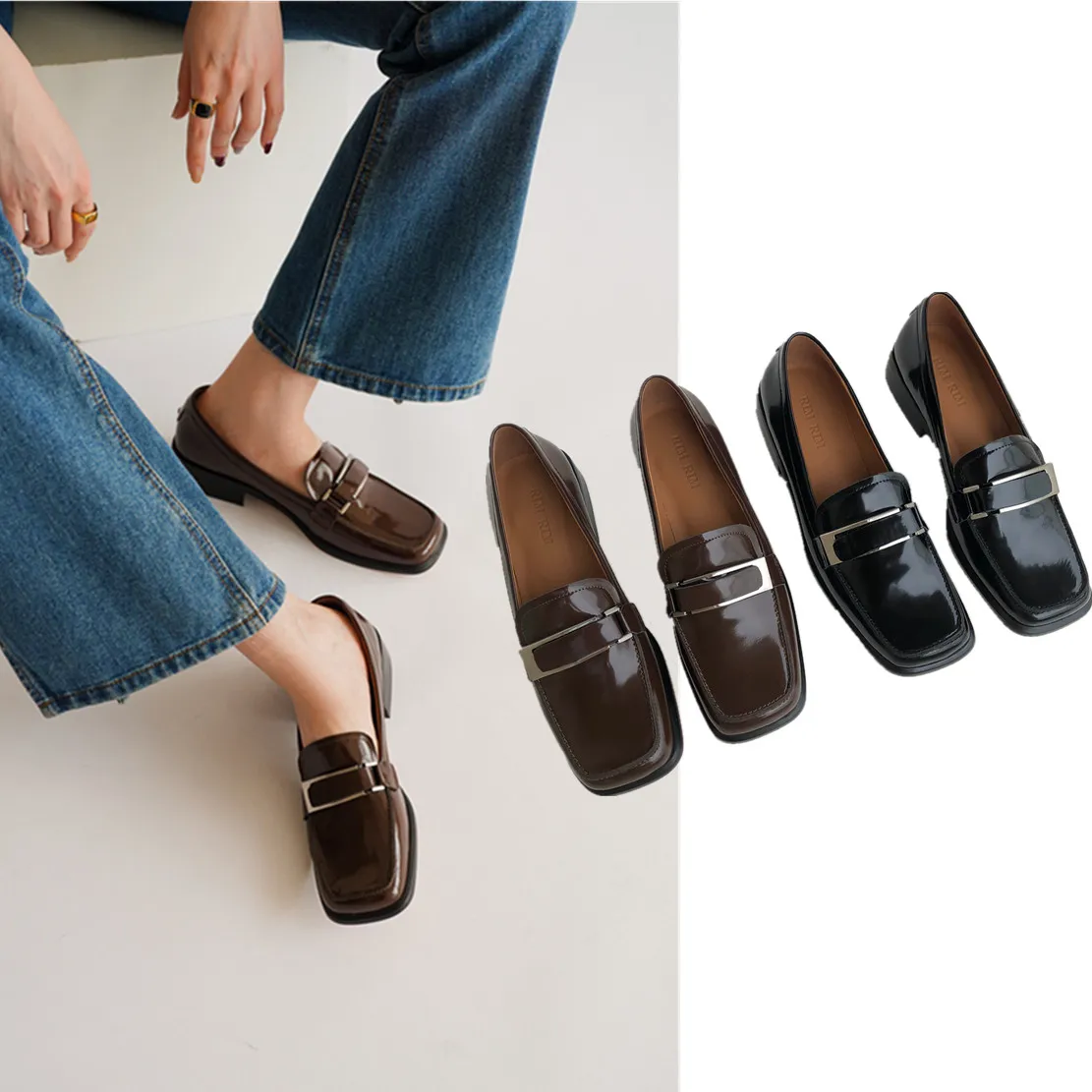 Dave&Di French Style Office Lady Genuine Leather Retro Square Toe Slip-On Loafers Women Flat Shoes Women
Dave&Di French Style Office Lady Genuine Leather Retro Square Toe Slip-On Loafers Women Flat Shoes Women