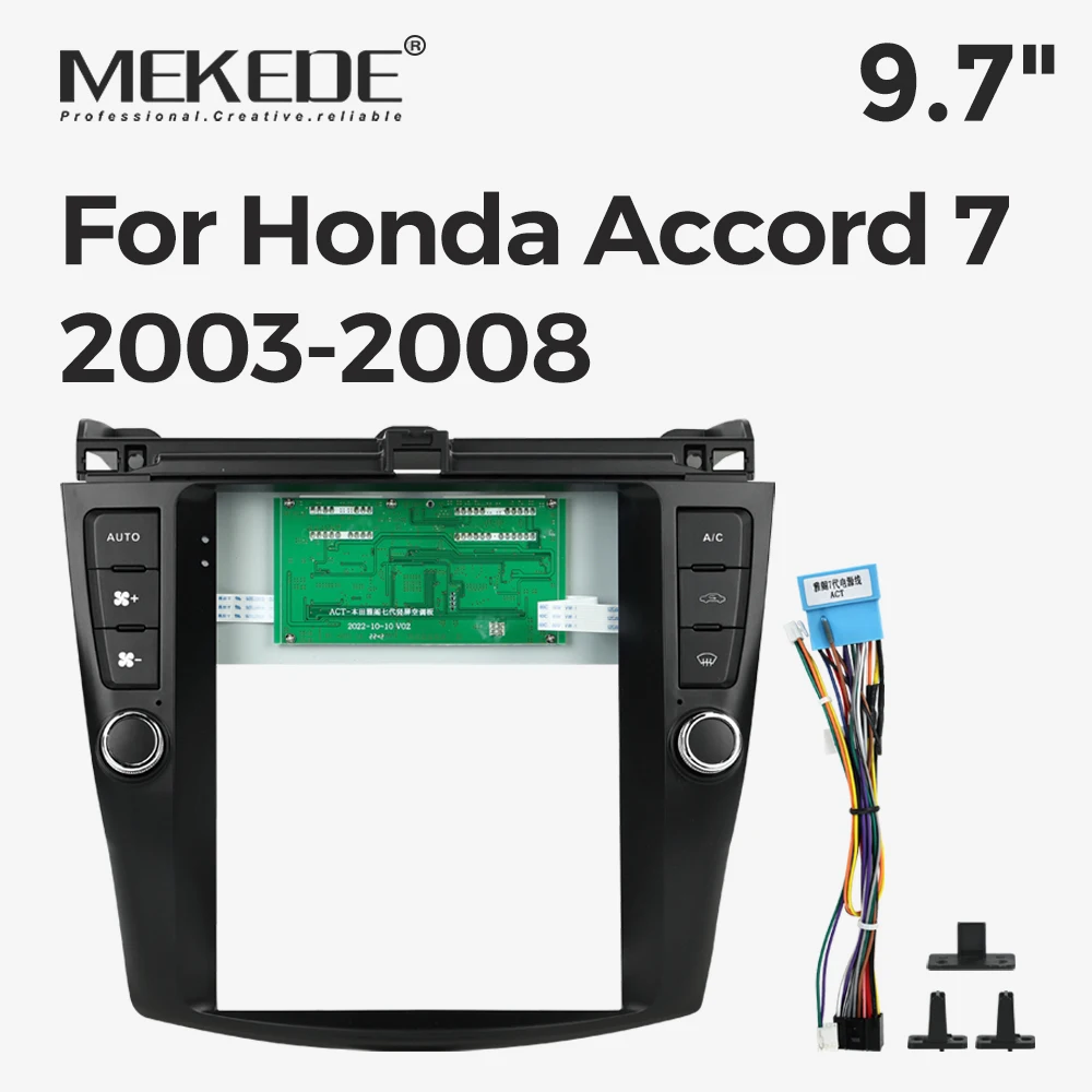 Рамка для установки вертикального экрана MEKEDE 9.7" Tesla в автомобиль Honda Accord 7, комплект для установки стереосистемы, панель для установки, адаптер для проводки.
Рамка для установки вертикального экрана MEKEDE 9.7" Tesla в автомобиль Honda Accord 7, комплект для установки стереосистемы, панель для установки, адаптер для проводки.