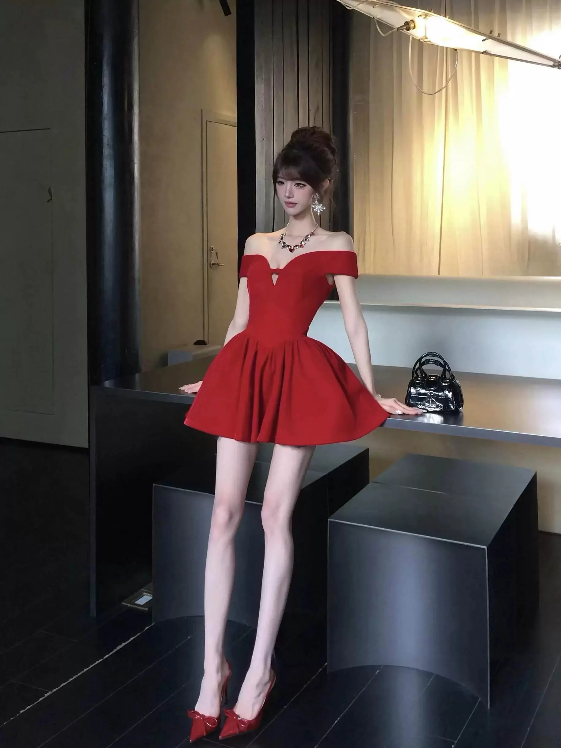 XZY Red Velvet Wrap Waist Dress Women's plus Size Spring High Waist A-Line Skirt Style Casual Party Date Wear Polyester Fiber
XZY Red Velvet Wrap Waist Dress Women's plus Size Spring High Waist A-Line Skirt Style Casual Party Date Wear Polyester Fiber
