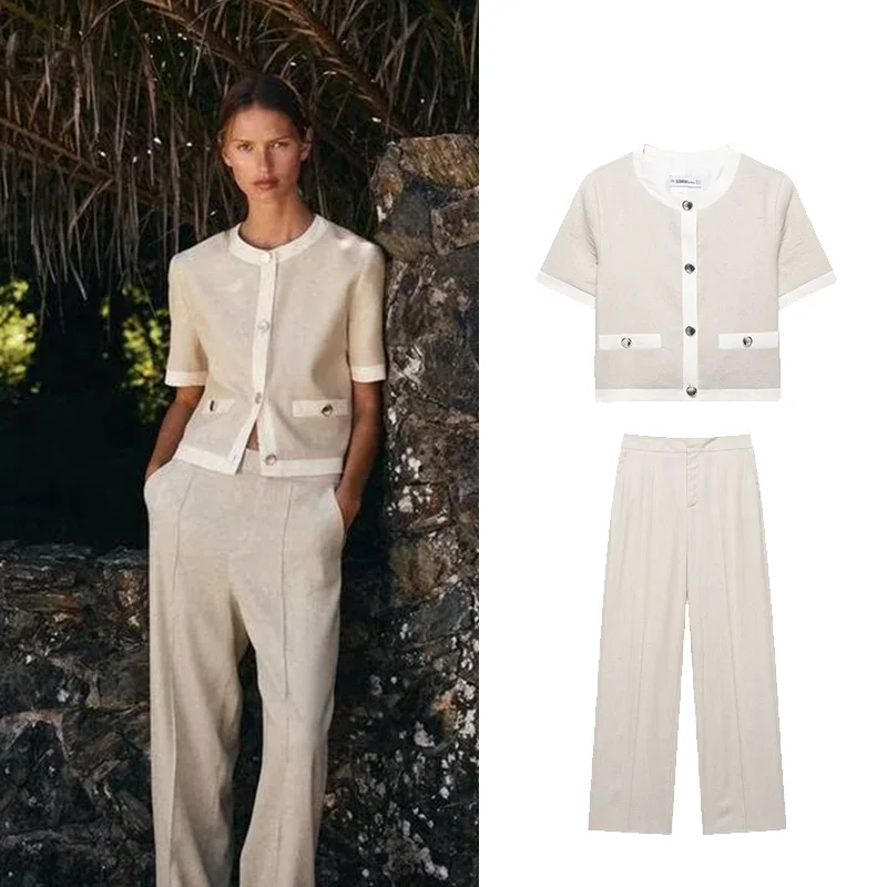 TRAF Straight Leg Pants Set Women 2 Pieces New Fashion Short Sleeved Blazer High Waist Trousers Two Piece Set Women Outfit
TRAF Straight Leg Pants Set Women 2 Pieces New Fashion Short Sleeved Blazer High Waist Trousers Two Piece Set Women Outfit