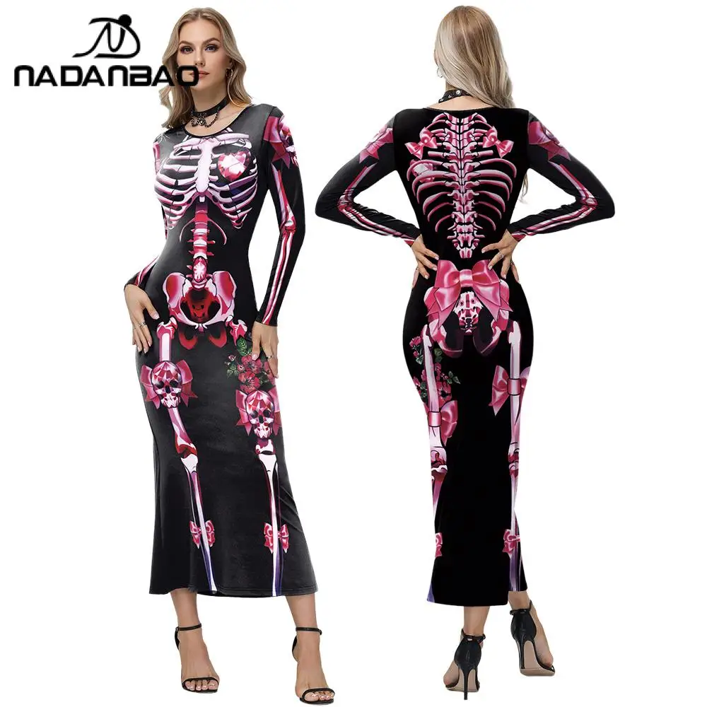 Nadanbao Floral Skeleton Print Halloween Dress Women's Spooky Long Sleeve Stretchy Dresses Day of the Dead Halloween Party Cloth
Nadanbao Floral Skeleton Print Halloween Dress Women's Spooky Long Sleeve Stretchy Dresses Day of the Dead Halloween Party Cloth