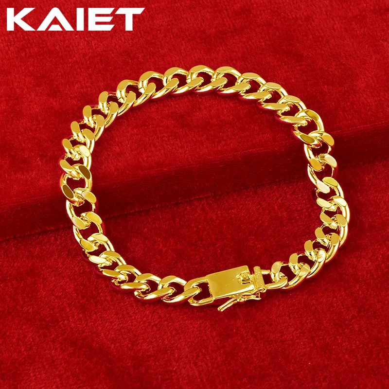 KAIET 925 Sterling Silver 8MM Side Chain Bracelet Plated With 18K Gold Wedding Party For Women Charm Fine Jewelry
KAIET 925 Sterling Silver 8MM Side Chain Bracelet Plated With 18K Gold Wedding Party For Women Charm Fine Jewelry
