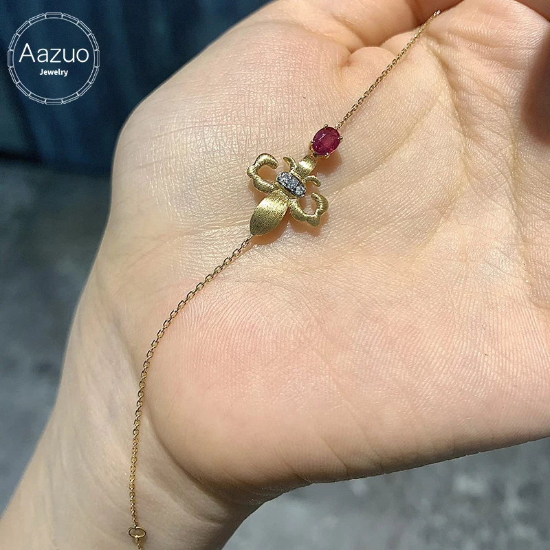 Aazuo Fine Jewelry 18K Yellow Gold Natrual Ruby Real Diamonds Fairy Flower Bracelet For Girls & Kids Birthday Party Au750
Aazuo Fine Jewelry 18K Yellow Gold Natrual Ruby Real Diamonds Fairy Flower Bracelet For Girls & Kids Birthday Party Au750