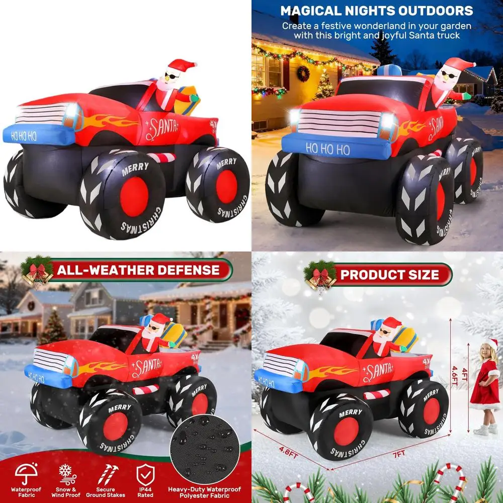 7-Foot Tall Santa Monster Truck Christmas Inflatable Outdoor Lawn Decoration
7-Foot Tall Santa Monster Truck Christmas Inflatable Outdoor Lawn Decoration