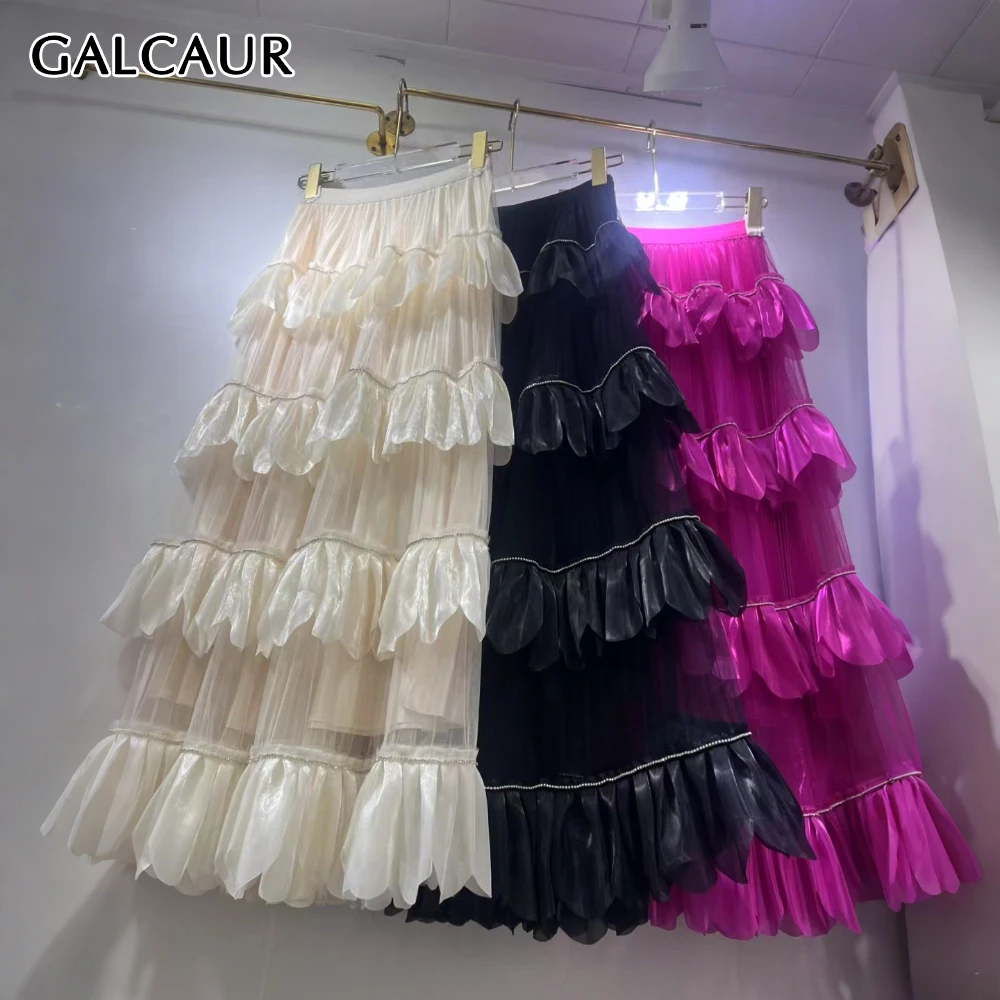GALCAUR Black Sweet Spliced Mesh Skirt Female High Waist Loose Basics Patchwork Beading Women's Cake Skirt Fashion Summer New
GALCAUR Black Sweet Spliced Mesh Skirt Female High Waist Loose Basics Patchwork Beading Women's Cake Skirt Fashion Summer New
