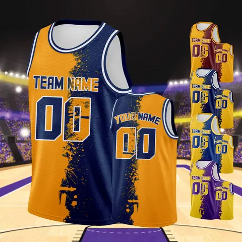Custom Basketball Jersey Orange Navy Personalized Basketball Shirts for Men Boy Printed Team Name Number Uniforms Tank Top S-4XL