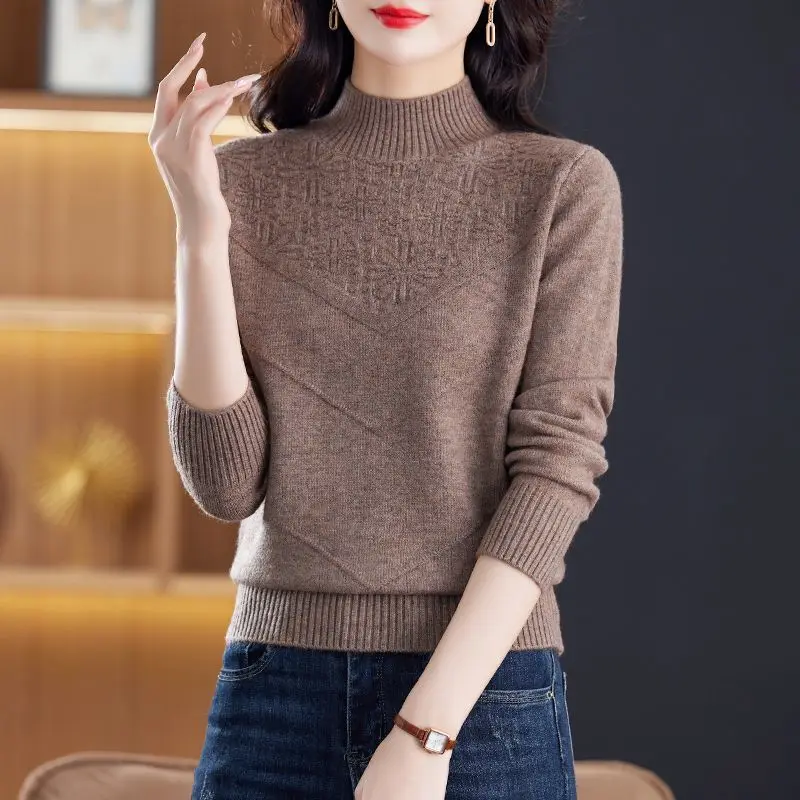 Autumn Winter Sweater Knitted Pullover Long Sleeve Solid Color Women's Clothing Half High Collar Comfortable Vintage Tops
Autumn Winter Sweater Knitted Pullover Long Sleeve Solid Color Women's Clothing Half High Collar Comfortable Vintage Tops