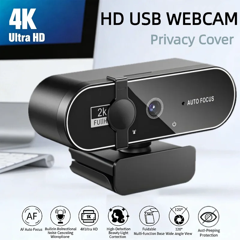 4K HD Mini Webcam With Microphone 2K Full HD Webcam Autofocus USB Web Cam For Auto Focus PC Laptop Video Shooting Camera 2026