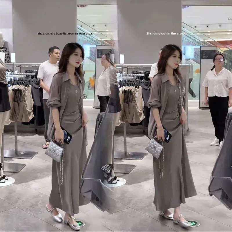 Elegant Spring Thin Shirt Women's Dress Set Slimming Fashionable Two-Piece Suit Casual Style Polyester Fiber Long Sleeve
Elegant Spring Thin Shirt Women's Dress Set Slimming Fashionable Two-Piece Suit Casual Style Polyester Fiber Long Sleeve