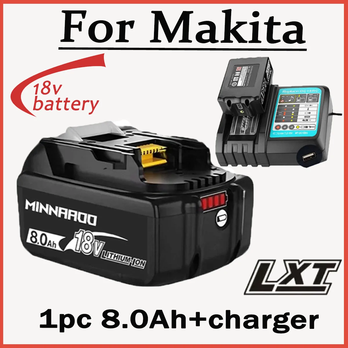 MINNAAOO 12Ah/8Ah/6Ah/5Ah For Makita 18V 18650 Battery Replacement For Replacement LXT BL1850 BL1840 with BMS
MINNAAOO 12Ah/8Ah/6Ah/5Ah For Makita 18V 18650 Battery Replacement For Replacement LXT BL1850 BL1840 with BMS