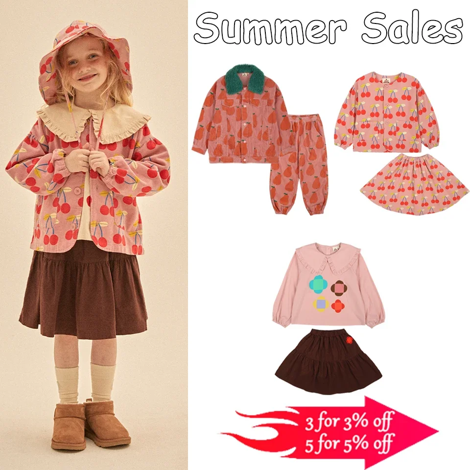 New Korean Girl Printing Tops Skirts Suit Children Cherries Clothes Set Fashion Kid Pants Cotton Jacket Children Fashion Clothes
New Korean Girl Printing Tops Skirts Suit Children Cherries Clothes Set Fashion Kid Pants Cotton Jacket Children Fashion Clothes