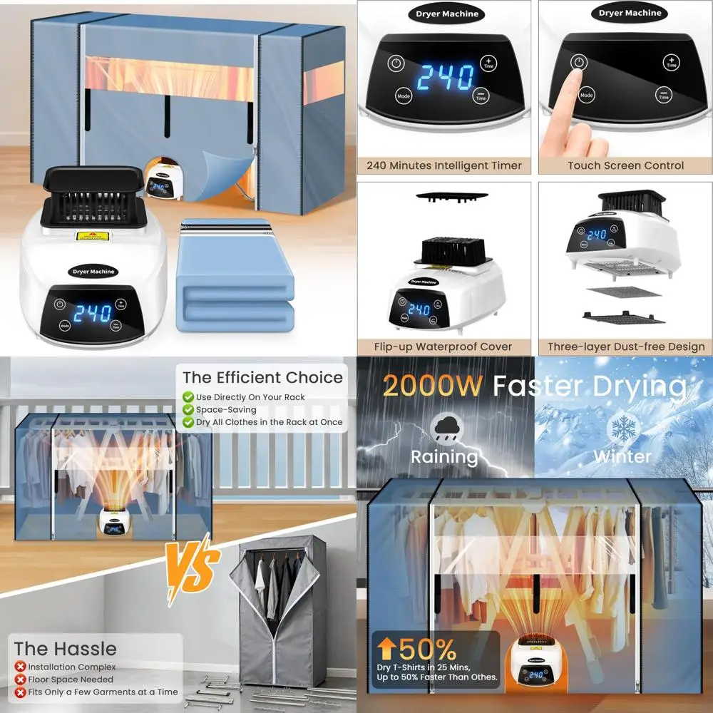 Quick Drying Portable Clothes Dryer 2000W - Compact Laundry Drying Machine Compatible with Drying Racks, Ideal for Small Spaces
Quick Drying Portable Clothes Dryer 2000W - Compact Laundry Drying Machine Compatible with Drying Racks, Ideal for Small Spaces