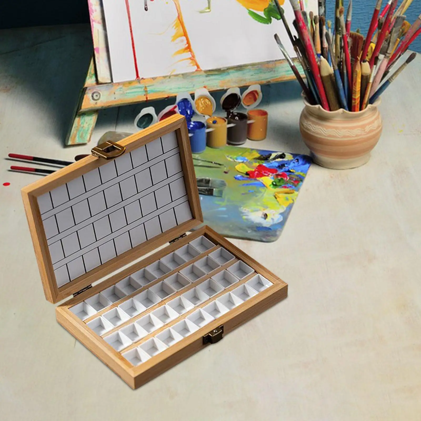 Empty Watercolor Palette Box Portable Paint Tray Box for Painters Students
Empty Watercolor Palette Box Portable Paint Tray Box for Painters Students