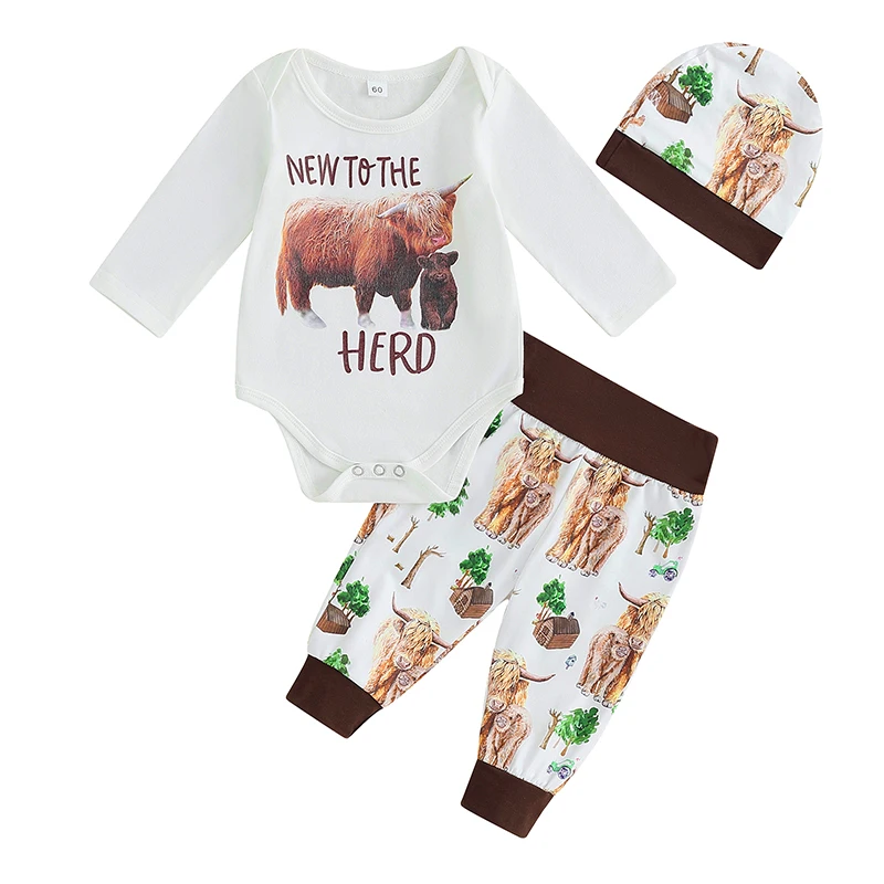 Baby Boys Outfit Long Sleeve Letters Print Romper with Cow Print Pants and Hat Infant Clothes
Baby Boys Outfit Long Sleeve Letters Print Romper with Cow Print Pants and Hat Infant Clothes