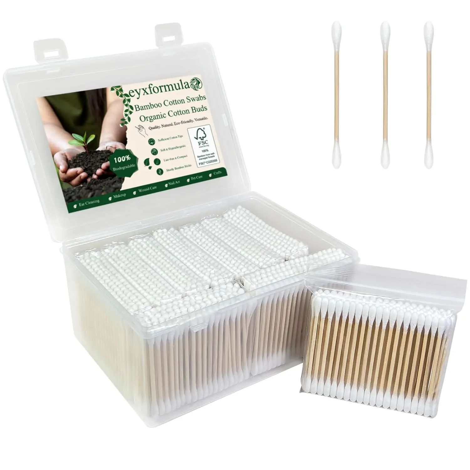 Organic Cotton Swabs 1000 Count, Biodegradable Bamboo Sticks, Double-Tips for Ear Cleaning, Makeup, Beauty, Personal Hygiene
Organic Cotton Swabs 1000 Count, Biodegradable Bamboo Sticks, Double-Tips for Ear Cleaning, Makeup, Beauty, Personal Hygiene