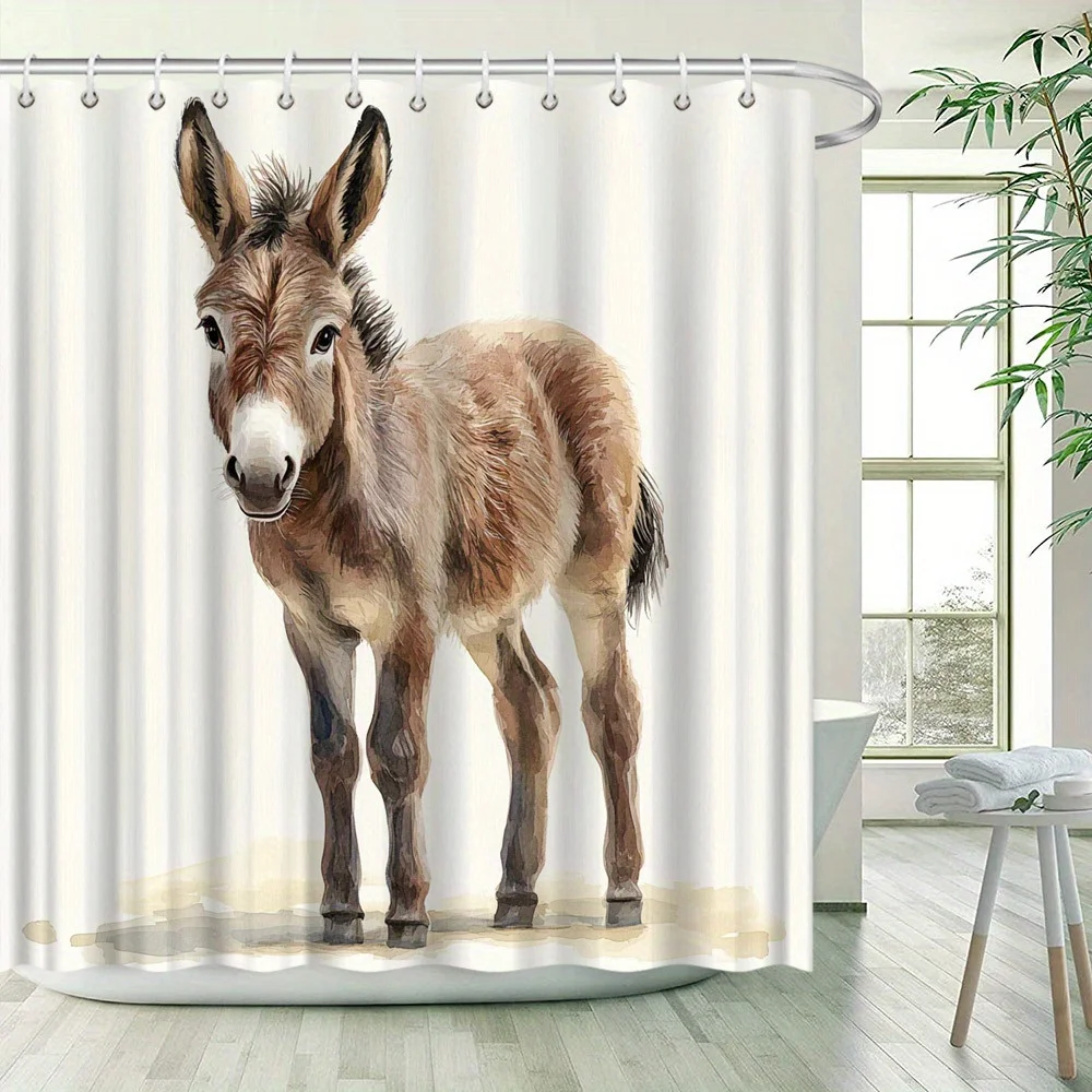 1 шт. Занавеска для душа «Молодой ослик», 70,8x70,8 дюйма — мягкое реалистичное искусство с коричневыми глазами и пушистым пальто, 12 крючков, полиэфирные материалы 
1 шт. Занавеска для душа «Молодой ослик», 70,8x70,8 дюйма — мягкое реалистичное искусство с коричневыми глазами и пушистым пальто, 12 крючков, полиэфирные материалы
