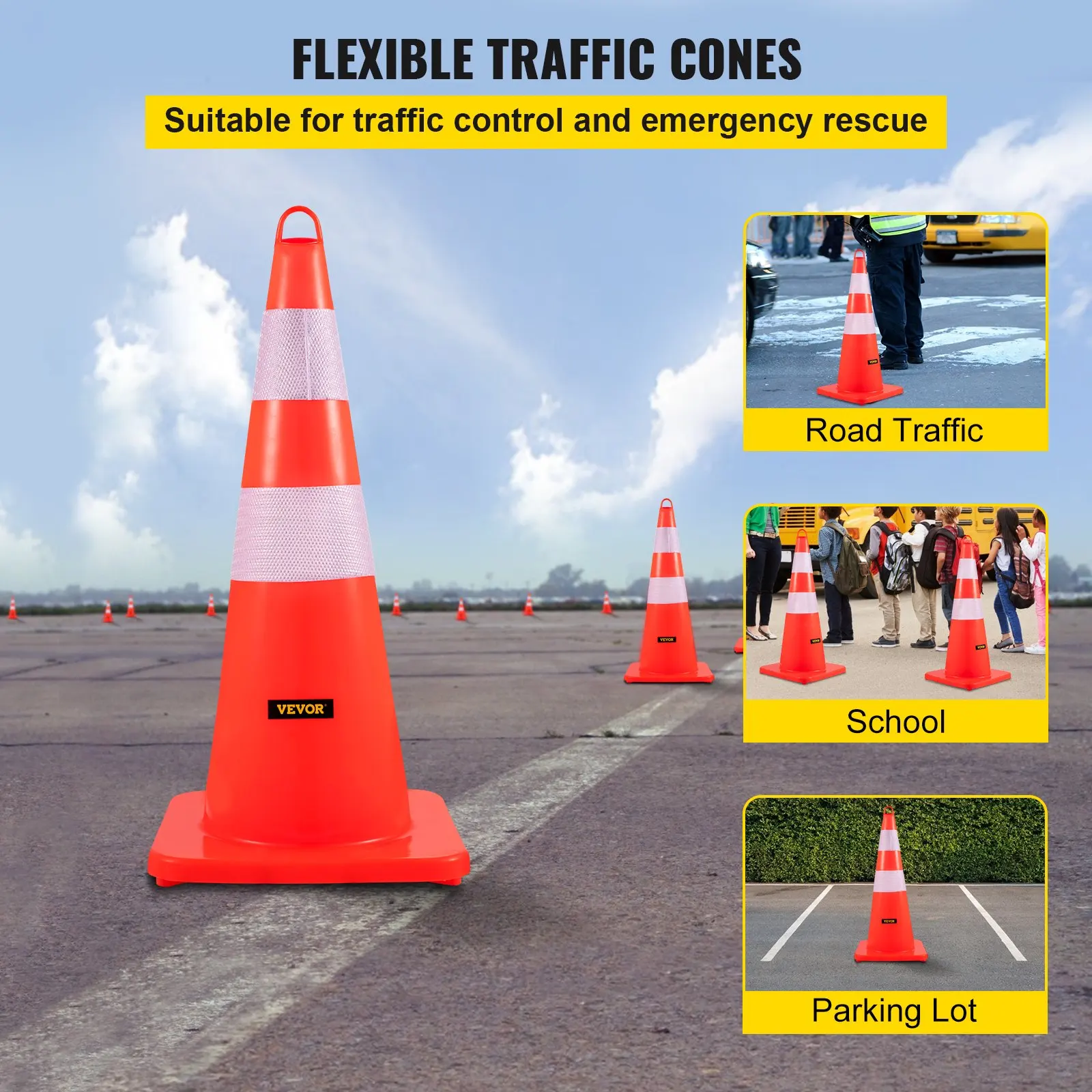 Safety Cones, 10PCS Traffic Cones, PVC Orange Construction Cones, 2 Reflective Collars Traffic Cones With Weighted Base And
Safety Cones, 10PCS Traffic Cones, PVC Orange Construction Cones, 2 Reflective Collars Traffic Cones With Weighted Base And