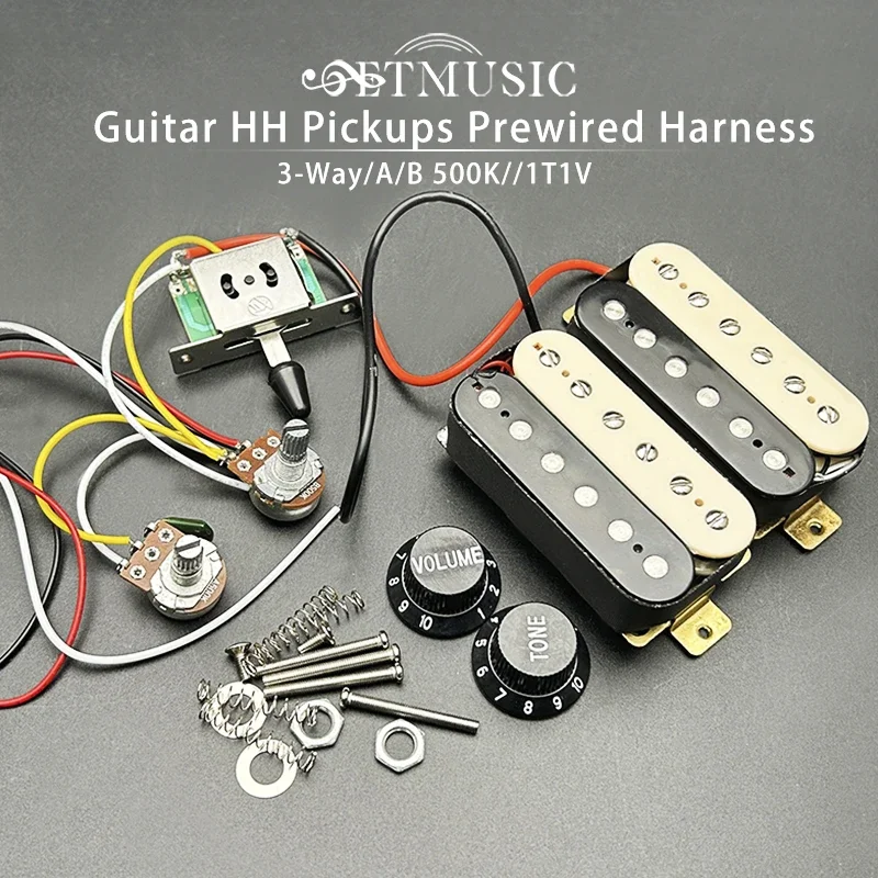 Zebra Guitar HH Humbucker Pickups with 3-way Switch 500K Potentiometer 1T1V Wiring Harness Prewired Black
Zebra Guitar HH Humbucker Pickups with 3-way Switch 500K Potentiometer 1T1V Wiring Harness Prewired Black