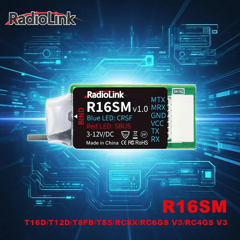 Radiolink R16SM 2.4G 16 Channels Mini RC Receiver CRSF SBUS Signal Built-In Telemetry for FPV Racing Drone Quad Airplane Heli
Radiolink R16SM 2.4G 16 Channels Mini RC Receiver CRSF SBUS Signal Built-In Telemetry for FPV Racing Drone Quad Airplane Heli