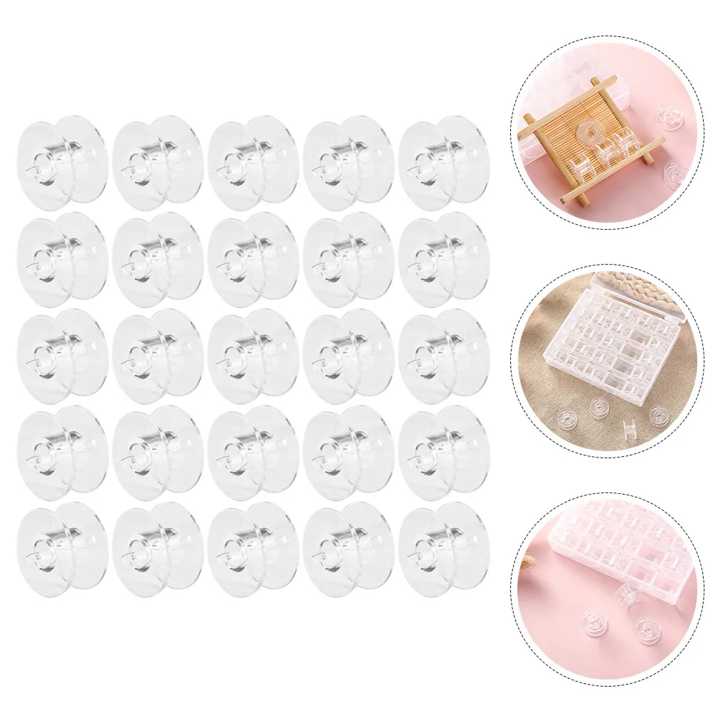 1Set Wear-Resistant Transparent Sewing Bobbins Plastic Empty Spools for Embroidery Machine Clear Thread Visibility Rust-Free