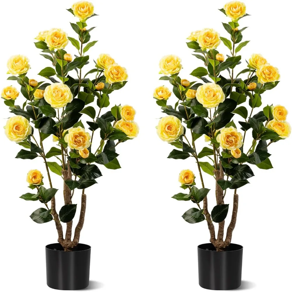Artificial Camellia Tree 2 Pack, Artificial Plants Outdoor Faux Plant in Cement Pot Fake Yellow Silk Camellia Tree Plants for Ho
Artificial Camellia Tree 2 Pack, Artificial Plants Outdoor Faux Plant in Cement Pot Fake Yellow Silk Camellia Tree Plants for Ho