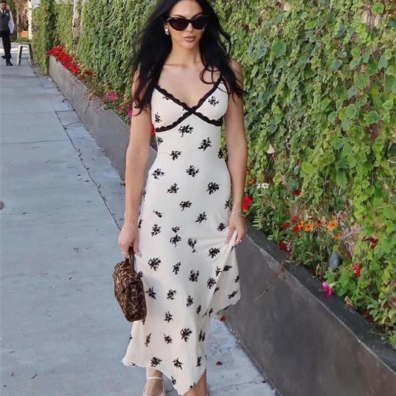 TARUXY Spliced Lace Print Dress Women's Sexy Backless Sleeveless V-Neck Slim Long Slip Dress Summer New Stylish Elegant Dress
TARUXY Spliced Lace Print Dress Women's Sexy Backless Sleeveless V-Neck Slim Long Slip Dress Summer New Stylish Elegant Dress